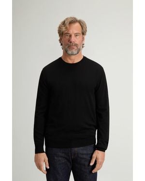 Woolrich Herren Pullover Mit Rundhalsausschnitt Aus Reiner Merino-Schurwolle Schwarz Größe