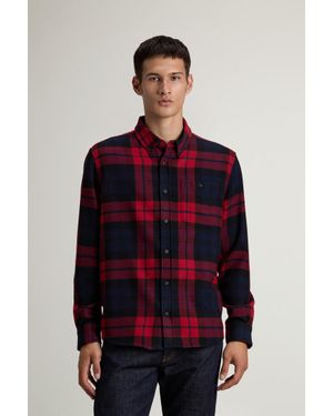 Woolrich Herren Flanell Karoshirt Trout Run Aus Wollmischung Rot Größe