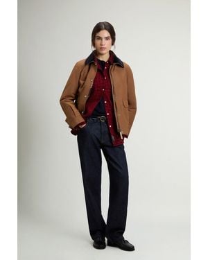 Woolrich Jack Van Gewaxte Katoenmix Bruin Grootte - Blauw