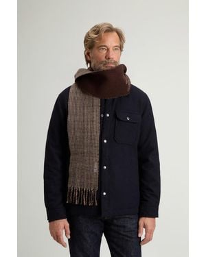 Woolrich Herren Schal Aus Reiner Wolle Mit Karomuster Grün Größe - Schwarz