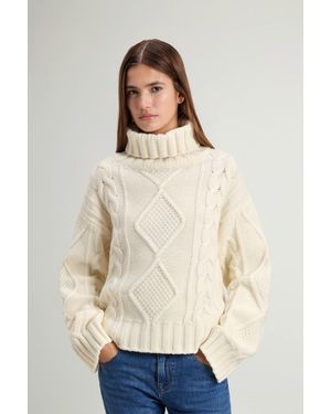 Woolrich Coltrui Van Wolmix Met Kabel- En Ruitpatroon Wit Grootte - Naturel