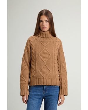 Woolrich Coltrui Van Wolmix Met Kabel- En Ruitpatroon Grootte - Blauw