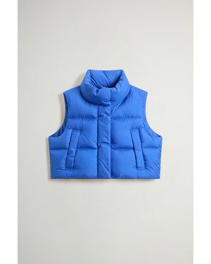 Woolrich Gewatteerde Bodywarmer Van Microvezel Met Hoge Kraag Blauw Grootte