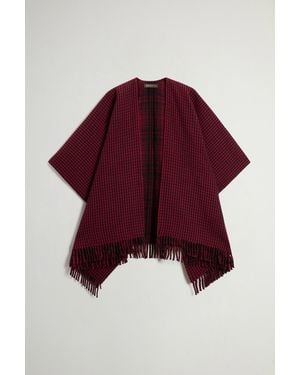 Woolrich Damen Wende-Cape Aus Doppellagiger Reiner Wolle Mit Karomuster Rot Größe