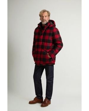 Woolrich Gewatteerde Geruite Parka Moon Van Zuivere Scheerwol Rood Grootte