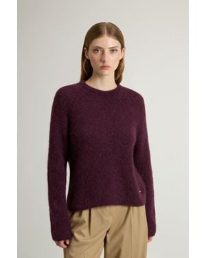 Woolrich Trui Met Ronde Hals Van Alpaca- En Achteraf Geverfde Wolmix Rood Grootte - Paars