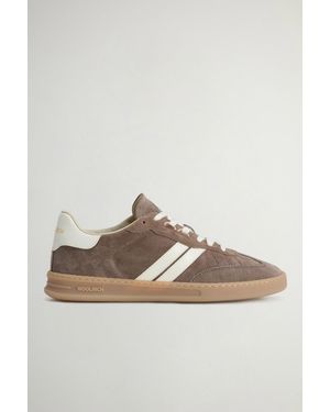 Woolrich Damen Doubleu Tennis Sneakers Aus Veloursleder Und Kalbsleder Größe - Braun