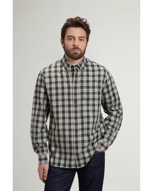 Woolrich Button-Downoverhemd Van Zuiver Katoenen Flanel Met Geruit Patroon Wit Grootte - Grijs