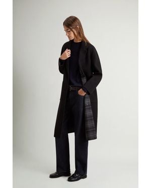 Woolrich Mantel Van Zuivere Dubbelgeweven Wol Zwart Grootte - Blauw