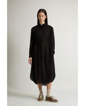 Woolrich Damen Kleid Aus Italienischem Gerautem Stoff Schwarz Größe