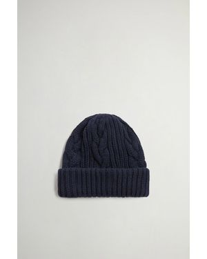 Woolrich Herren Beanie Aus Einer Baumwoll-Woll-Mischung Blau Größe