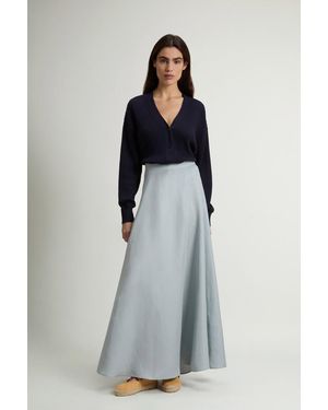 Woolrich Lange Rok Van Linnenmix Blauw Grootte