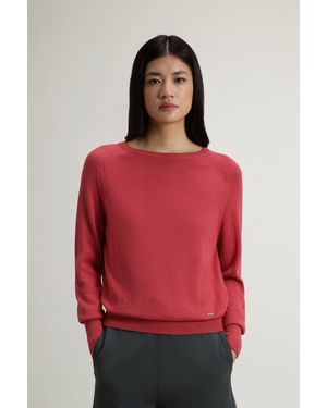 Woolrich Damen Pullover Aus Einer Baumwollmischung Mit Rundhalsausschnitt Rot Größe