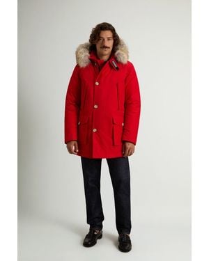 Woolrich Herren Arctic Parka Aus Ramar Cloth Mit Abnehmbarem Pelzbesatz Rot Größe