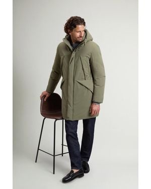 Woolrich Herren Teton Parka Aus Stretch-Nylon Matt Grün Größe