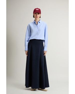 Woolrich Lange Rok Van Linnenmix Blauw Grootte