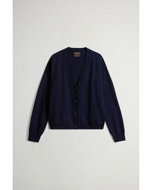 Woolrich Vest Van Zuivere Merino-Scheerwol Blauw Grootte