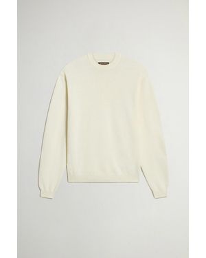 Woolrich Herren Pullover Aus Reiner Schurwolle Mit Rundhalsausschnitt Weiß Größe - Natur