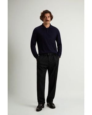 Woolrich Geruite Broek Van Gerecyclede Italiaanse Wolmix-Flanel Blauw Grootte