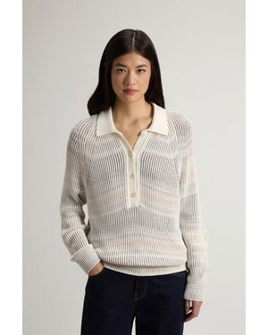 Woolrich Damen Vanisé-Pullover Aus Einer Baumwollmischung Weiß Größe - Grau