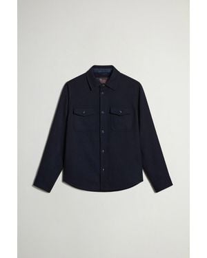 Woolrich Herren Overshirt Ranger Aus Recycelter Italienischer Wollmischung Blau Größe