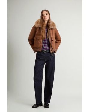Woolrich Gevuld Bomberjack Van Best Cotton Bruin Grootte - Blauw