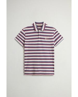Woolrich Herren Poloshirt Aus Meliertem Baumwollpiqué Burgunderrot Größe - Grau