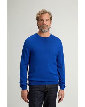 Woolrich Herren Pullover Mit Rundhalsausschnitt Aus Reiner Merino-Schurwolle Blau Größe