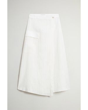 Woolrich Damen Rock Aus Einer Baumwoll-Leinen-Mischung Weiß Größe