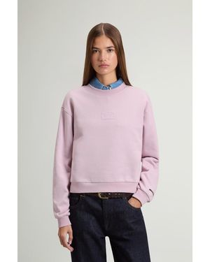 Woolrich Sweater Met Ronde Hals Van Zuiver Katoen Roze Grootte