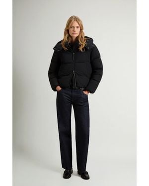 Woolrich Donsjack Madison Van Elastisch Nylon Met Afneembare Capuchon Zwart Grootte