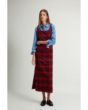 Woolrich Geruite Jurk Van Gerecyclede Italiaanse Wolmix-Flanel Rood Grootte