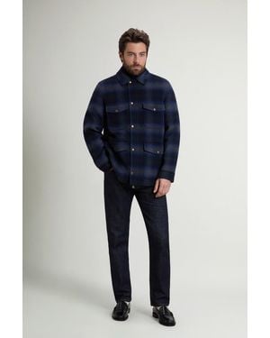 Woolrich Herren Kariertes Overshirt Aus Einer Wollmischung Blau Größe