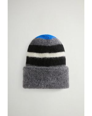 Woolrich Gestreepte Muts Van Mohairmix Blauw Grootte