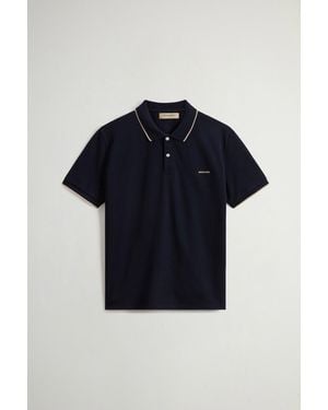 Woolrich Herren Monterey Poloshirt Aus Piquet Aus Einer Elastischen Baumwollmischung Blau Größe