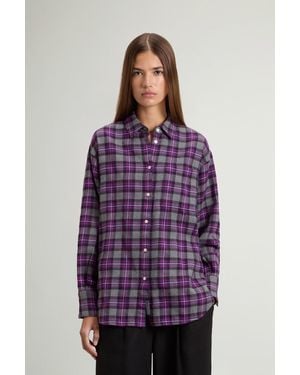 Woolrich Overhemd Van Zuiver Katoenen Flanel Met Geruit Patroon Lila Grootte - Paars