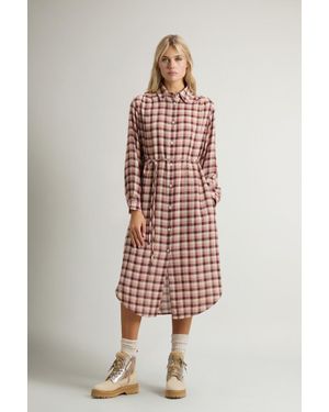 Woolrich Damen Kleid Aus Italienischem Gerautem Stoff Rosa Größe - Weiß