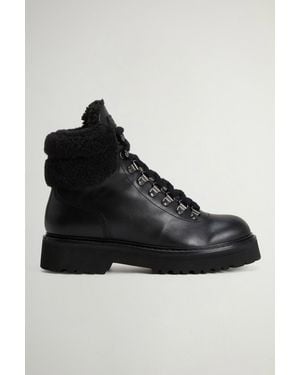 Woolrich Damen Hiking Stiefeletten Aus Kalbsleder Schwarz Größe