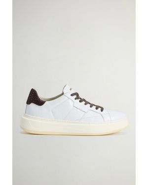 Woolrich Damen Arrow Sneakers Aus Kalbsleder Weiß Größe - Mehrfarbig