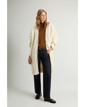 Woolrich Lang Vest Van Wolmix Met Kabel- En Ruitpatroon Wit Grootte