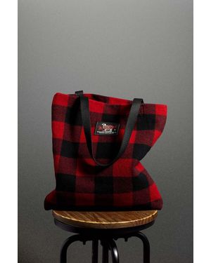 Woolrich Mittelgroße Tote-Bag Aus Italienischer Wollmischung Mit Karomuster Rot Größe