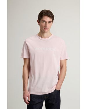 Woolrich Herren Stückgefärbtes T-Shirt Aus Reiner Baumwolle Rosa Größe - Pink