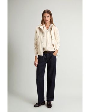Woolrich Hybride Firth-Bomberjack Van Tech Softshell En Zuivere Wol Wit Grootte - Naturel