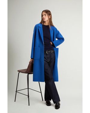 Woolrich Mantel Van Zuivere Dubbelgeweven Wol Blauw Grootte