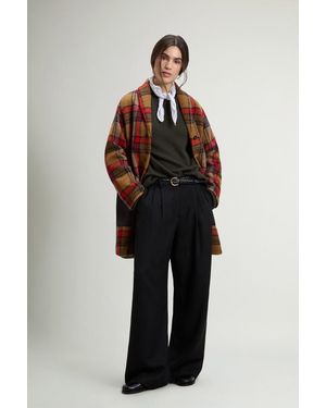 Woolrich Damen Gentry-Mantel Aus Karierter Wollmischung Rot Größe - Blau