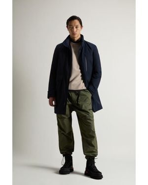 Woolrich Gevoerde Mantel Met Opvouwbare Capuchon Blauw Grootte