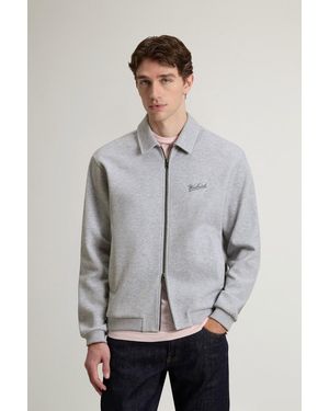 Woolrich Herren Sweatjacke Aus Meliertem Baumwollpiqué Mit Durchgehendem Reißverschluss Größe - Grau