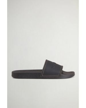 Woolrich Slide-Sandalen Met Logo Zwart Grootte - Grijs