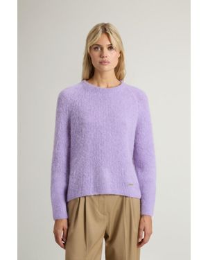 Woolrich Trui Met Ronde Hals Van Alpaca- En Achteraf Geverfde Wolmix Lila Grootte - Paars