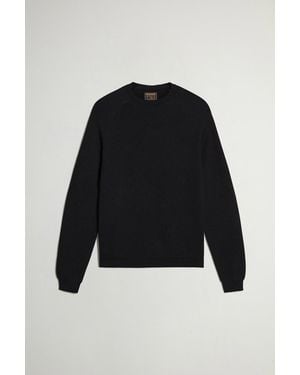 Woolrich Herren Pullover Aus Reiner Merino-Schurwolle Mit Rundhalsausschnitt Schwarz Größe